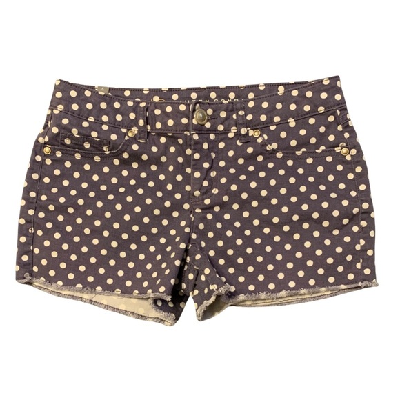 LC Lauren Conrad Pants - Lauren Conrad Women’s size 6 Polka Dot Cut off blue Jean raw hem summer shorts